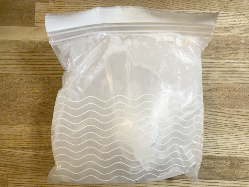 「Newsorb」で作った凝固水を凍らせて保冷剤に